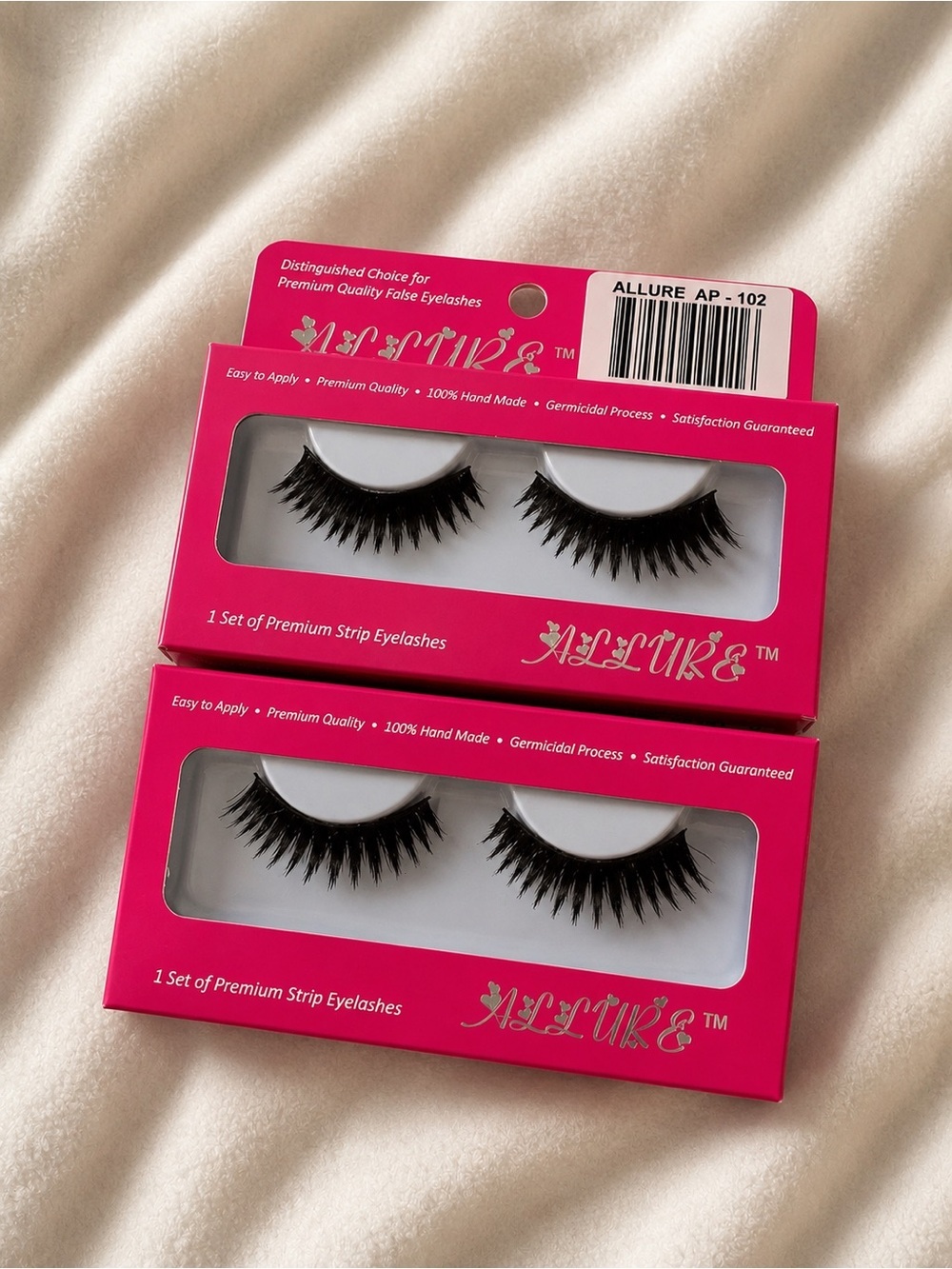 Allure Black Strip False Eyelashes in Hot Pink Packaging